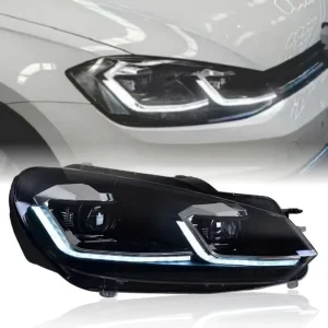 Aftermarket for VW Golf 6 GTI Headlight Assembly LED Daytime Running Light Pair Left + Right