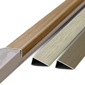 Aluminum Alloy Imitation Wood grain L shaped Trim 7 shaped Right angle Edging Strip Flooring Tile Edge covering Finishing Strip