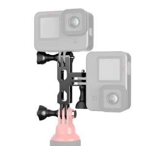 Aluminum Dual Camera Mount Bracket Double Holder Extension Arm for GoPro Insta360 DJI Osmo Action 6 Motorcycle Diving Shooting