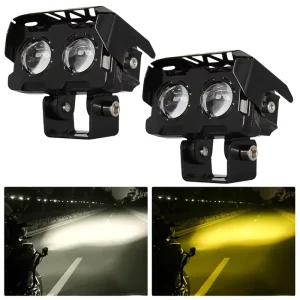 Aluminum Motorcycle Lighting Systems Project Yellow Motorcycle Headlight IP67 Fog Lights 12-80V Modified Spot Light