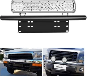 Aluminum Powder Coated Light Bar Mounting Bracket Front License Plate Frame Bracket Holder for Off Road LED Work Lamps