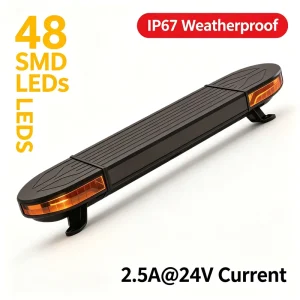 Amber LED Emergency Light Bar with Optional Remote Control 12-24V Magnetic Mount for Off-Road SUVs Pickups