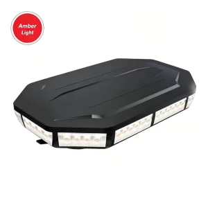Amber LED Warning Light Bar 30W 48 LEDs 12-24V with Rotation Mode for Trucks Ultra-Thin Safety Beacon