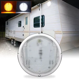 Amber White LED RV Exterior Light 8.5 Inch Scare Porch Light for RV Trailer Camper Bus Motorhome