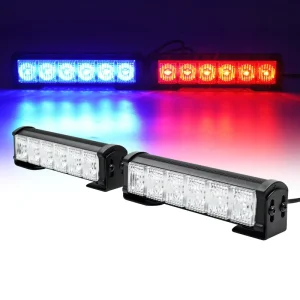 Amber White Red Blue 2-in-1 COB LED Car Grille Truck Dash Strobe Flashing Emergency Warning Light Bar 12-24V IP65 Waterproof