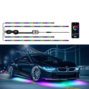 Ambient Lighting Car APP Control RGB LED Under Tube Strip Underglow Body Neon Light Kit Car LED Strip Lights for Off Road ATV