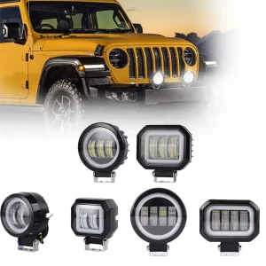 Angel Eyes Lens LED Spotlight Motorcycle Driving Light ATV Pod Fog Lamp Auxiliary LED Working Light Round Halo 30W LED Headlight