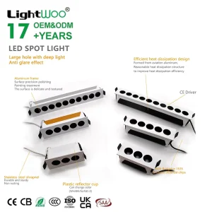 Anti glare Embedded Fixed Square Linear Light House Indoor 10W Square Multiple Heads Trimless Led Grille Light White Black Ra90