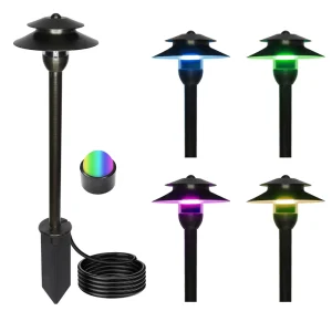 Antique Brass 3W Mushroom Pathway Light IP65 Waterproof RGBW LED Garden Decorative Lighting