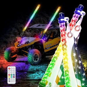App Remote Control Antenna Whips Lamp Accessories RGB 360 Degree Spiral LED Whip Lights for UTV Off Road Vehicle ATV