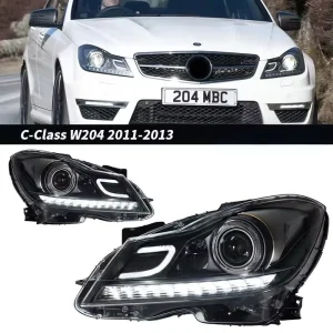 Applicable to Mercedes Benz C Class W204 Headlight Assembly with Low and High LED Lenses for the Headlights