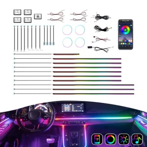 Atmosphere Lighting Car LED Neon Decorative Lights Color Changing Interior Ambient Acrylic Strip APP Auto Interior Lighting