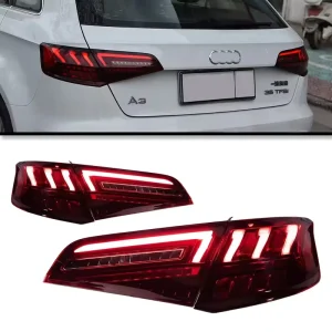 Audi A3 Hatchback Taillight Assembly with LED Flow Steering Dynamic Signal Tail Light Rear Stop Brake Car Lights