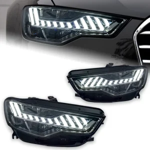 Audi A6 Headlight Assembly C7 Modification RS Style LED Lens Daytime Running Lights Flowing Turn Signals 55W 12V