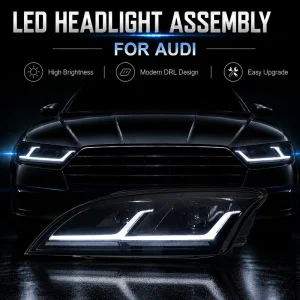 Audi TT LED Headlights Assembly Laser Projector Lens Daytime Running Light Flowing Turn Signal Headlamp