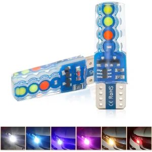Auto 3030 8SMD 18W 12V LED Parking Bulb Silicone Four Color Strobe Flash W5w T10 Lamps Wedge Clearance Lamp