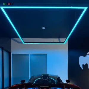 Auto Car Interior Lighting 24V Powered RGB Multi Colors Rectangle Round Hanging Light for Garage Showroom Car Dealer