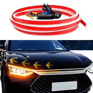 Auto Engine Decoration Flexible DRL Daytime Running Light Strip LED Scan Starting Turn Signal Yellow White Car Hood
