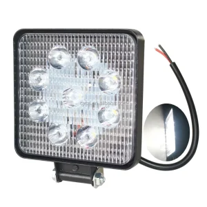 Auto Exterior Lighting 27W 6000K 3030 Square 9LED Truck OffRoad White LED Light Car Light Accessories LED Work Light