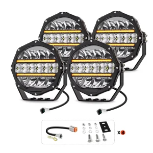 Auto Exterior Lights Aluminum 12V 24V Dual Color DRL LED Driving Light 7 Inch Round Combo Beam Anti Glare for Off Road Truck 4WD