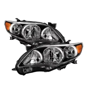 Auto Halogen Headlight Black Housing Car Front Headlamp for Toyota Corolla