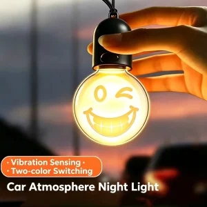 Auto Hanging Lamp Vibration Sensor Face Car Hanging Atmosphere Light USB Rechargeable Two Color Switch LED