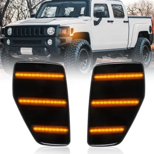 Auto Indicators Dynamic LED Side Marker Lights with Amber Turn Signal Lamp for H3 H3T All Models