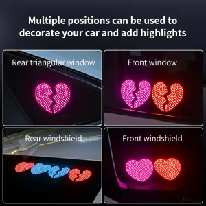 Auto Interior LED Window Heart-Shaped Ambient Neon Mood Lights 6V 1W for Universal Car Fitment