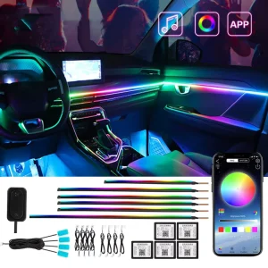 Auto Interior Lighting Car LED Strip Light 22 in 1 Ambient Ambient Lights for Honda Tesla F150 12V Wireless APP Control New