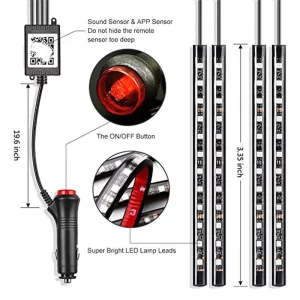 Auto LED RGB Interior Atmosphere Strip Light With USB Wireless Music Control Multiple Modes Decorative Lamp Kit for the Car
