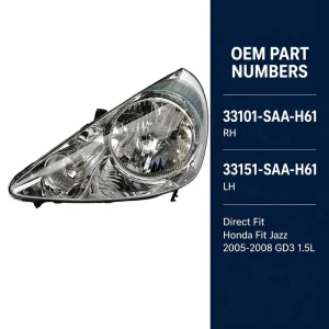 Auto Lighting Kits OEM 33101-SAA-H61/33151-SAA-H61 Car Front Head Light Lamp Headlamp Headlight for Honda Fit JAZZ GD3