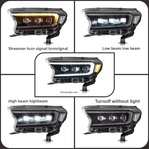 Auto Modified LED Head Light Assembly Sequential Turn Signal Lamp Fit Ford Ranger Pickup Truck Front