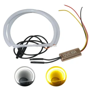 Auto Others Car Light Accessories 146MM White Yellow Double Color Switchback Turn Signal Daytime Running Led Angel Eyes Light