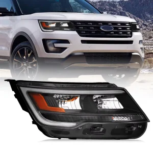 Auto Parts LED Headlight Assembly Black Housing Replacement Headlamp with LED DRL Left Driver Side for Ford Explorer