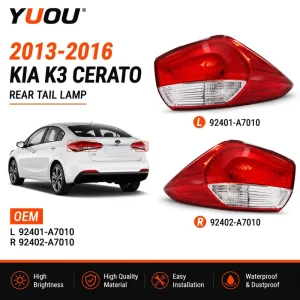 Auto Rear Tail Lamp Assembly for Kia K3 Cerato OEM L 92401 A7010 R 92402 A7010 Rear Combination Light