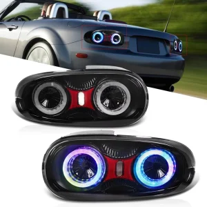 Auto Tail Lights Assembly for Mazda Miata MX 5 NC RGB Stop Lamp with Sequential Turn Clear Colorful Startup Lights