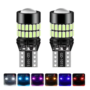 Auto Tuning T10 Error Free LED Lamp With Focus Lens 34SMD 12V Car Interior Exterior Parking Marker Signal Lights Multiple Colors
