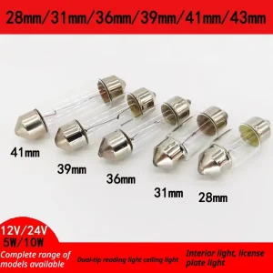 Automobile Dome Light Bulbs Double Tip Bulb Interior Lights Trunk Lights License Plate Lights 12V 24V C5w 10w Halogen