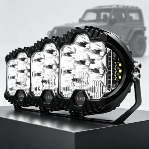 Automotive Auxiliary Fog Off-Road Spot Pods 5/7/9 Inch Round Driving 3 Side Shooter LED Work Lights for Truck Jeep SUV 4×4