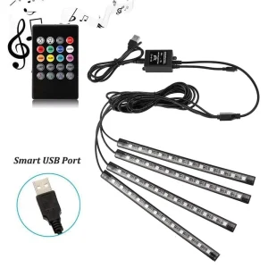 Automotive Interior Decorative Lights LED Car Foot Light 48 LED Atmosphere Lamp Ambient Lamp Remote Voice APP Control