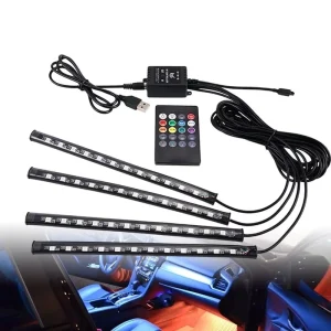 Automotive Interior Decorative Lights LED Car Foot Light 48 LED Atmosphere Lamp Ambient Lamp Remote Voice APP Control