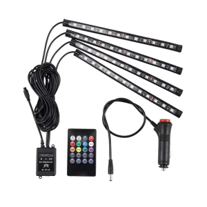 Automotive Interior Decorative Lights LED Car Interior Strip Light 48 LED RGB Atmosphere Lamp Ambient Lamp Remote Voice Control