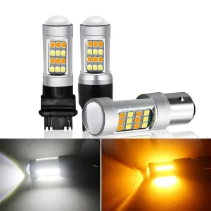 Automotive LED Dual-Color Daytime Running Light High-Brightness Rogue Brake Light 1157 2835 42SMD White to Amber Turn Signal