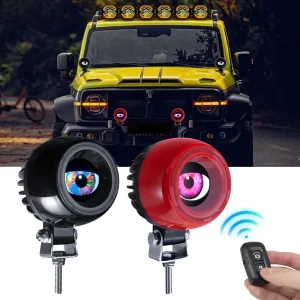 Auxiliary Road LED Light Demon Dynamic Remote Control Changeable Smart Angel Devil Eyes IP68 Waterproof for Car Modification
