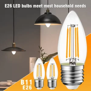 B11 LED Replacement Light Bulbs Candle shaped Bulb Fits E26 Dimmable Light Bulbs for Indoor Patio Decor Warm White 6 Pack