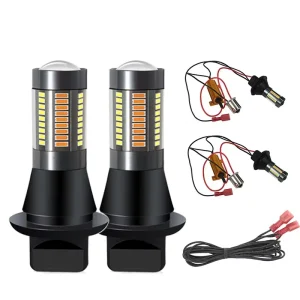 BA15S Dual-Color LED 12V 52W Car Turn Signal Daytime Running Light T20 1156 2835 66SMD Decoding Kit