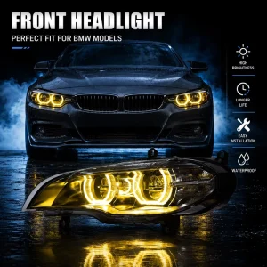 BK For BMWX5 E70 LED Headlights Assembly DualColor Angel Eyes Daytime Running Light Dynamic Turn Signal Upgrade Headlamp