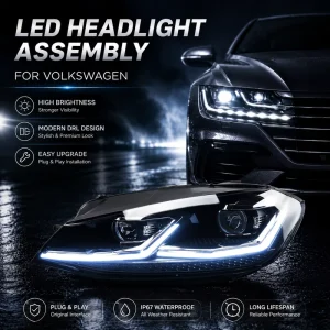 BK LED Headlight Assembly for Volkswagen Golf 7.5 MK7.5 Upgrade Front Headlamp With Projector Lens DRL Sequential Turn