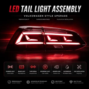 BK LED Tail Light Assembly for Volkswagen Magotan B7 Sequential Turn Signal DRL Brake Plug Play
