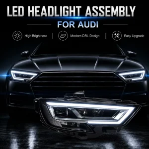 BK for Audi A3 LED Headlights Assembly High Version Daytime Running Light Projector Lens Turn Signal Upgrade Headlamp
